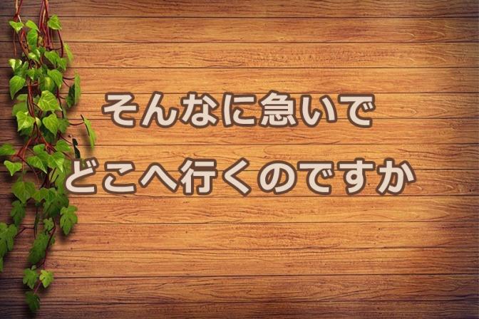 そんなに急いでどこへ行くのですか　安食弘幸