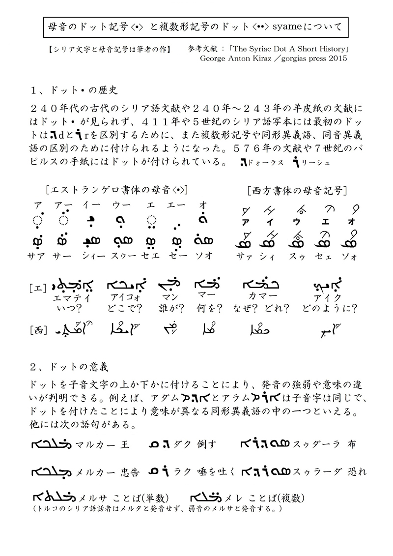 シリア語の世界（１５）シリア文に付くドットについて　川口一彦
