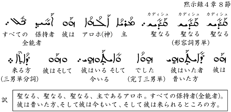 シリア語の世界（１８）前置詞１・ヨハネ黙示録の賛美歌―４章８節―　川口一彦